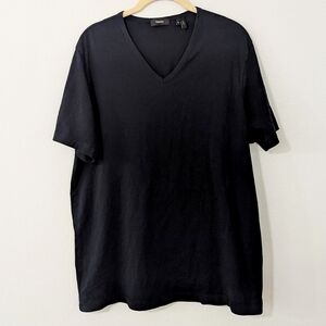 Theory Gaskell V Neck Short Sleeve T Shirt Knit Classic Black XL